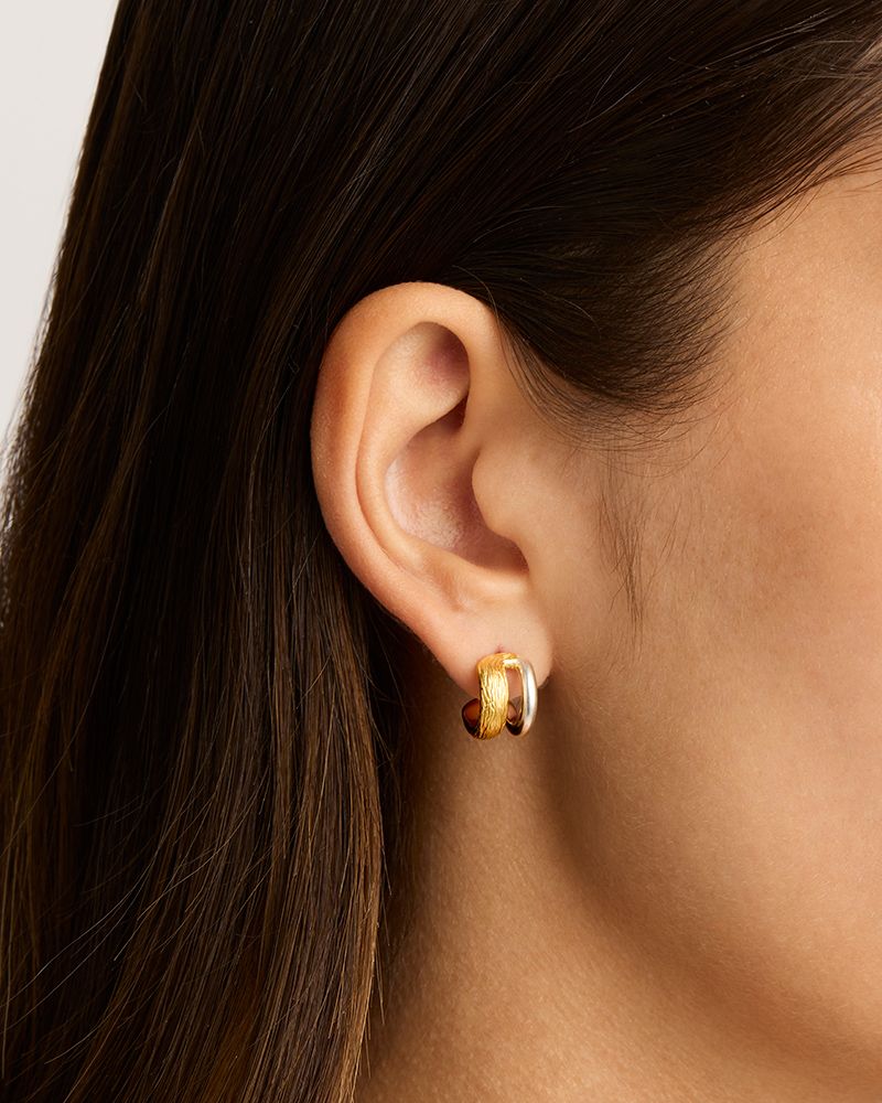 
                      
                        By Charlotte - Two-Tone Shield Hoops in Gold
                      
                    