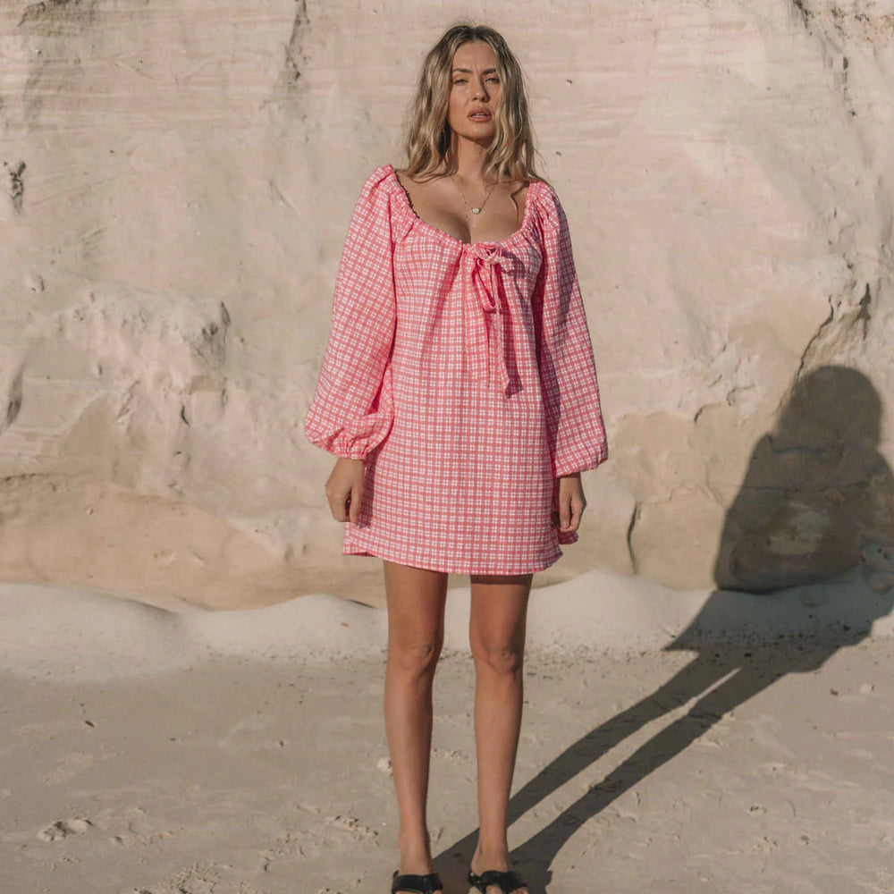 häll störe - The Freddi Mini Dress in Watermelon Gingham