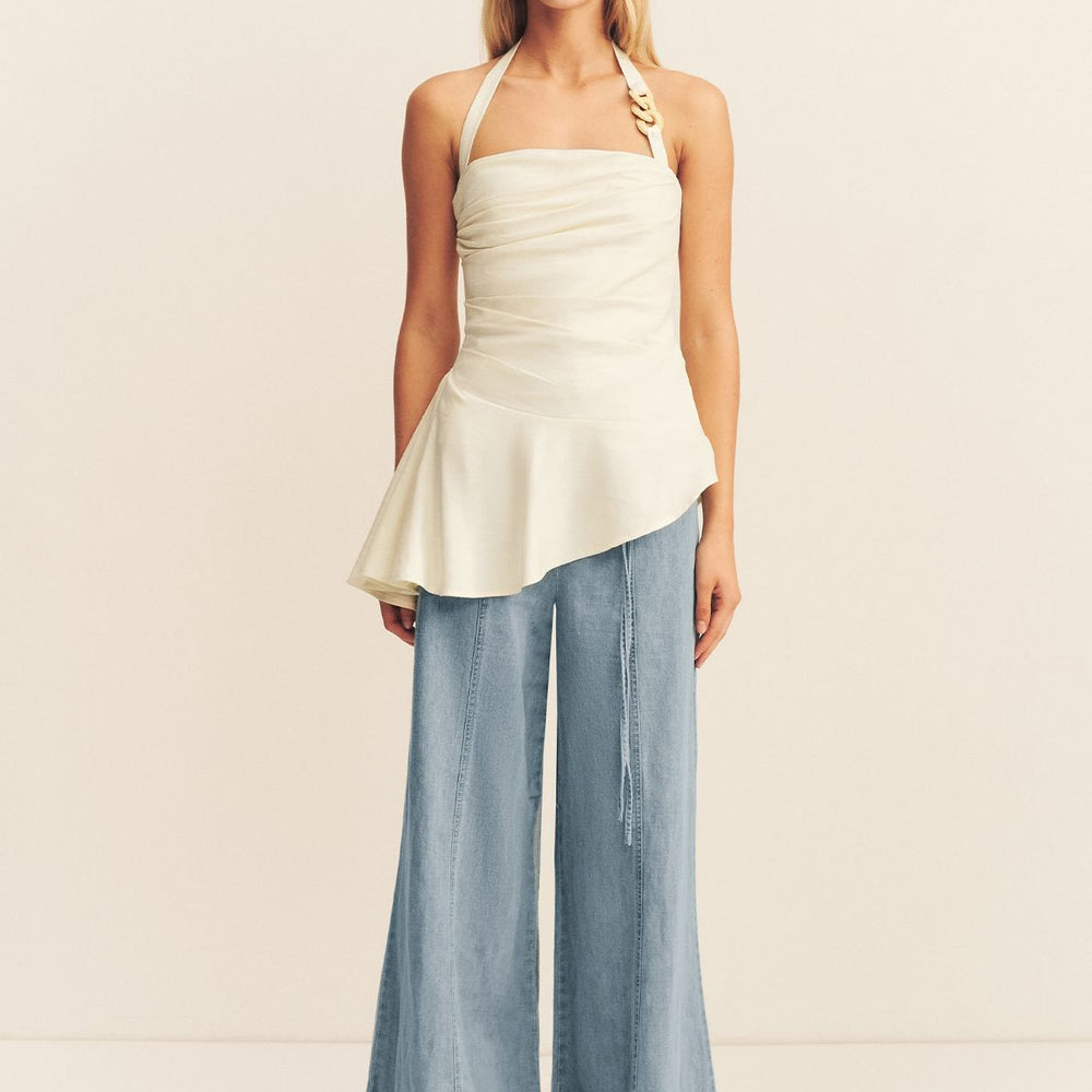 Shona Joy - Hadley Draped Halter Top in Chalk