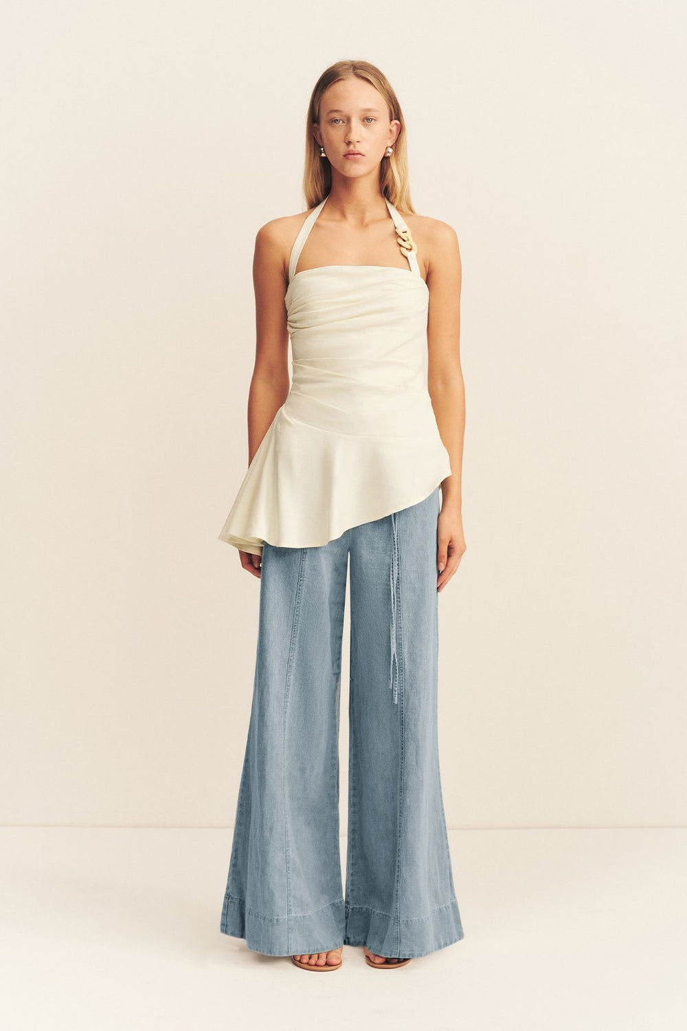 Shona Joy - Hadley Draped Halter Top in Chalk