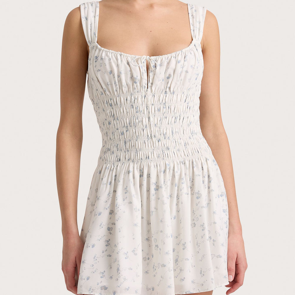 
                      
                        Faithfull The Brand - Yerres Mini Dress in Blossom Eggshell/ Powder Blue
                      
                    