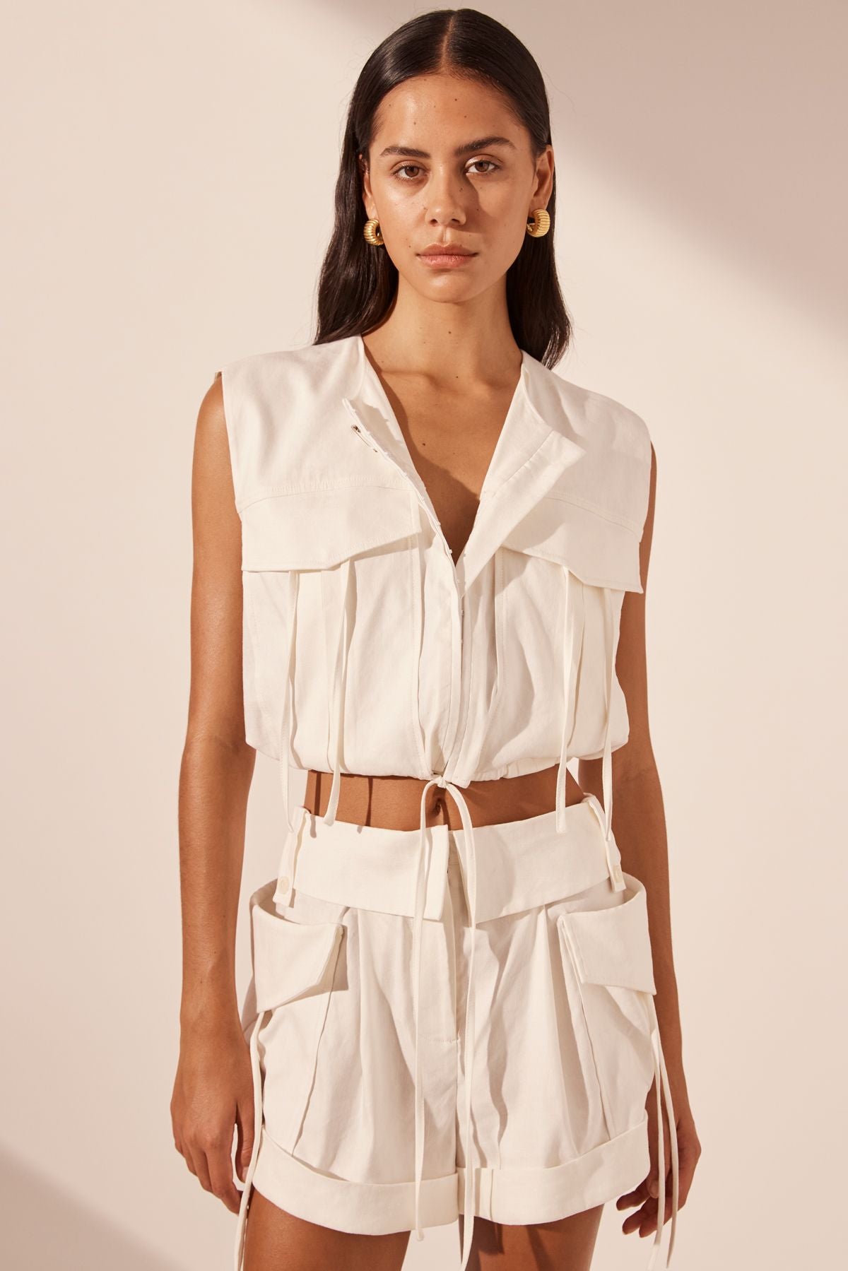 Shona Joy - Kasbah Utility Cropped Top in Rice