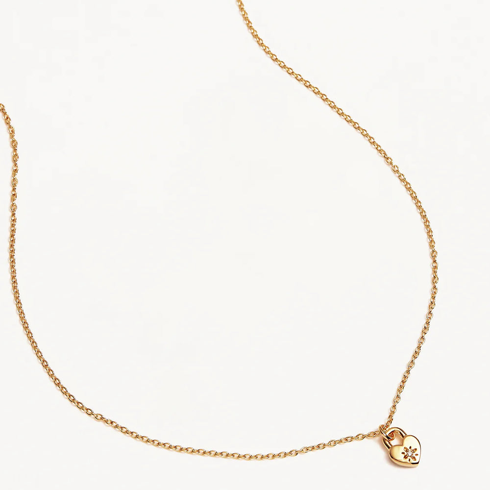 
                      
                        By Charlotte - Crystal Lotus Heart Padlock Necklace in Gold
                      
                    