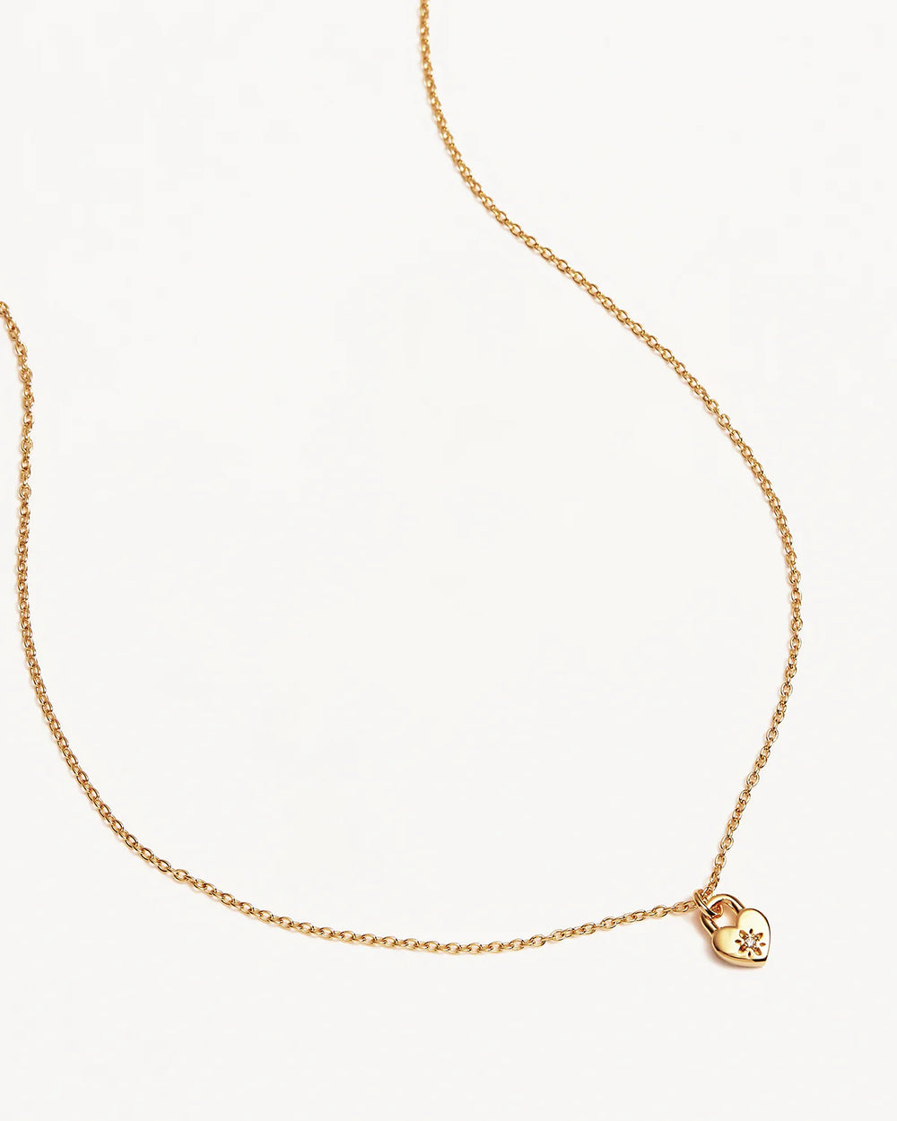 By Charlotte - Crystal Lotus Heart Padlock Necklace in Gold