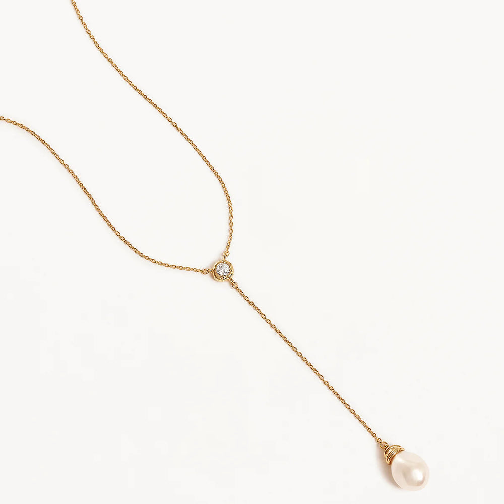 By Charlotte - Whispers of Tranquility Pearl Lariat Necklace in Gold