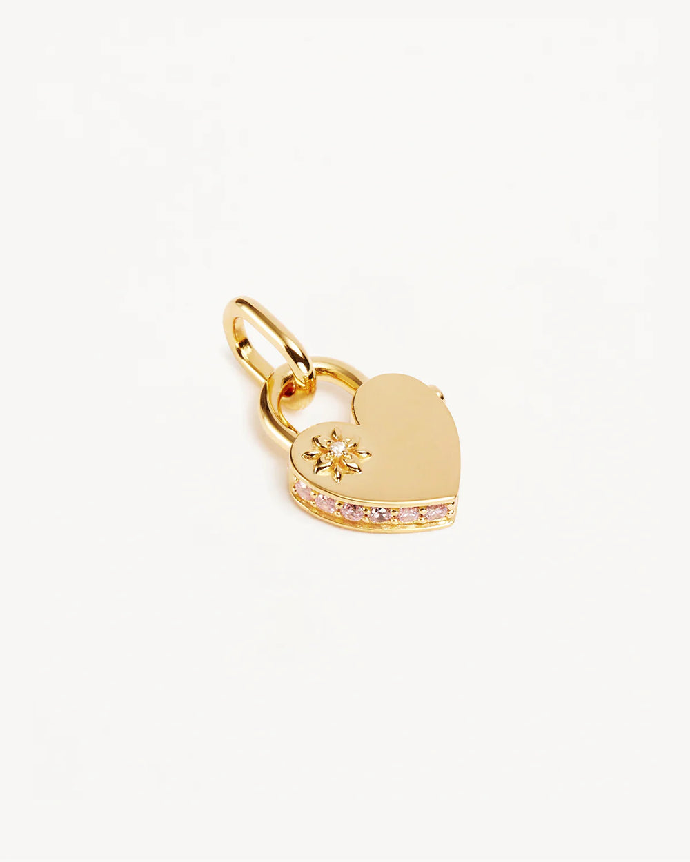 By Charlotte - Connected Hearts Padlock Pendant in Gold