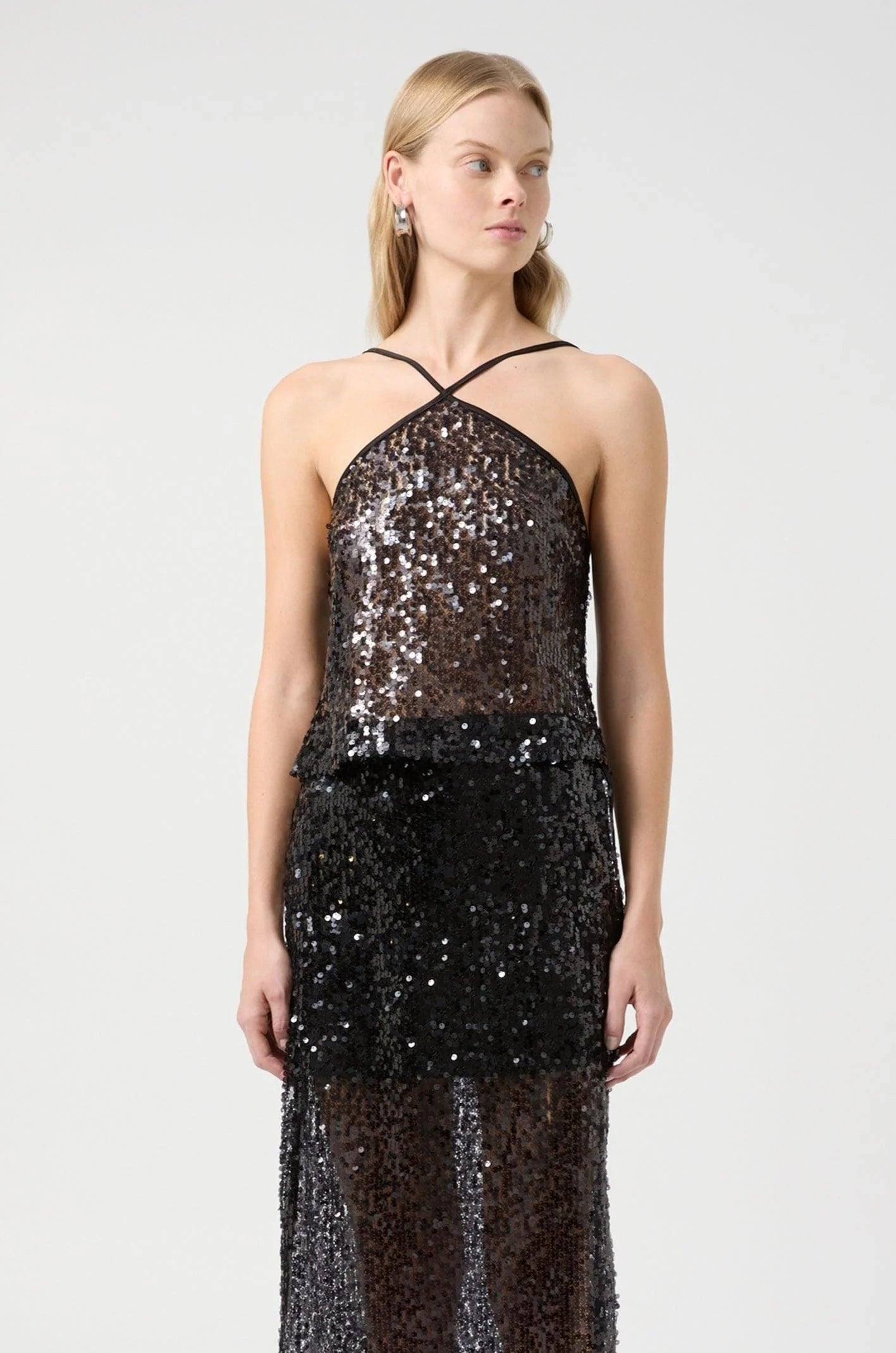 Third Form - Reflection Sequin Top in Black