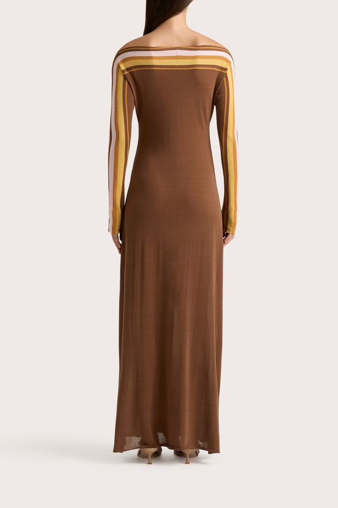 Faithfull The Brand - Citara Long Sleeve Maxi Dress in Cocoa