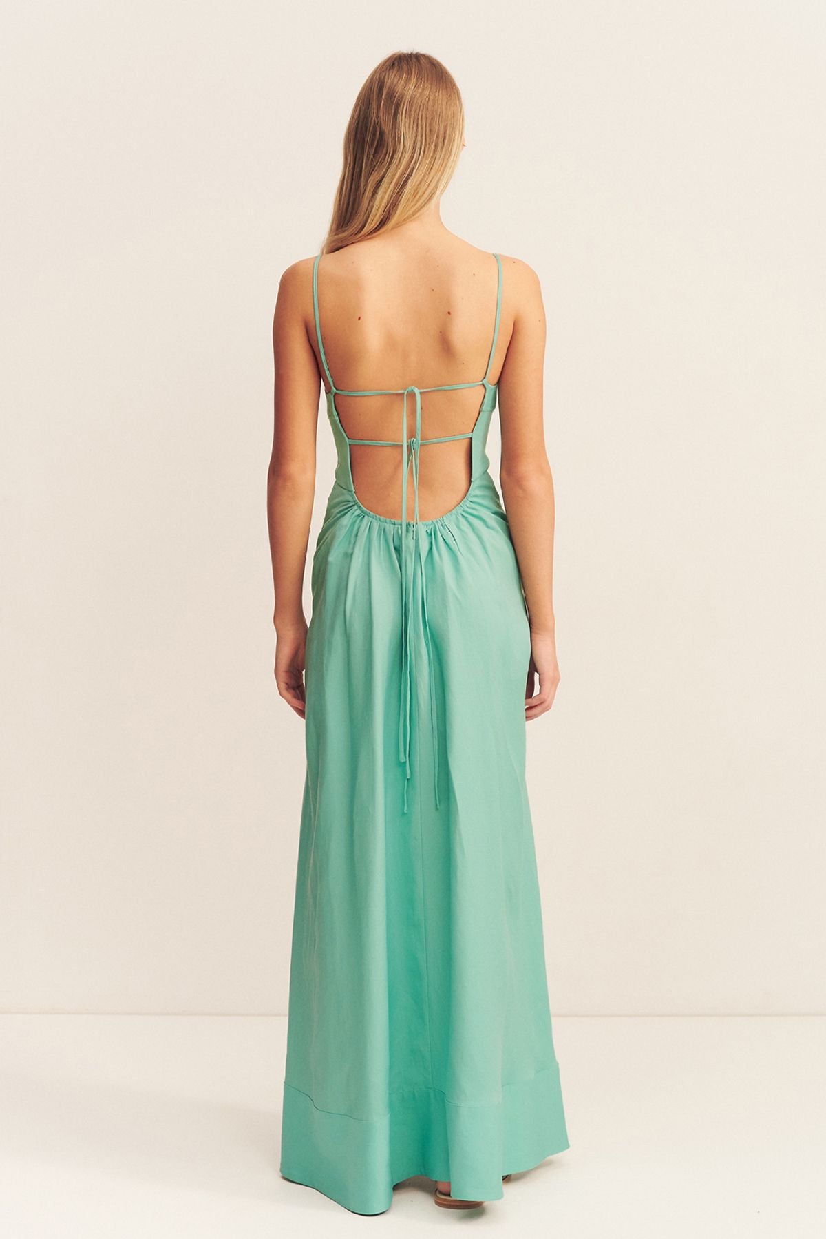 Shona Joy - Alec Low Open Back Maxi Dress in Pool Blue