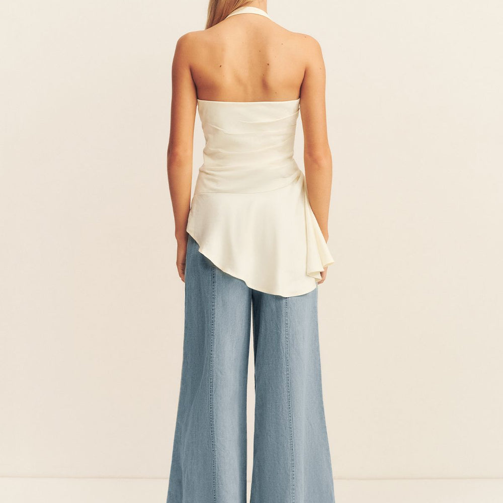 Shona Joy - Hadley Draped Halter Top in Chalk