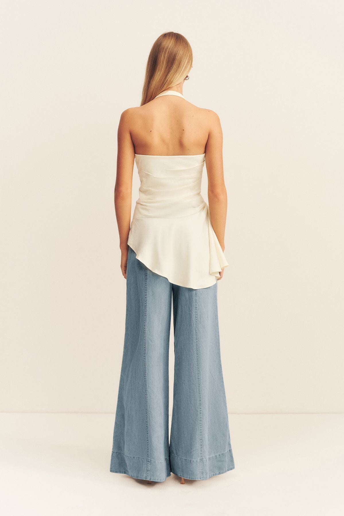 Shona Joy - Hadley Draped Halter Top in Chalk