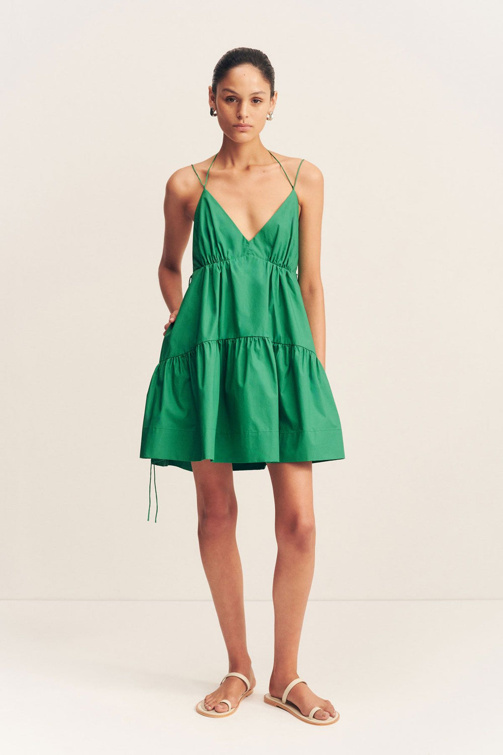 Shona Joy - Maiori Tiered Mini Dress in Apple Green