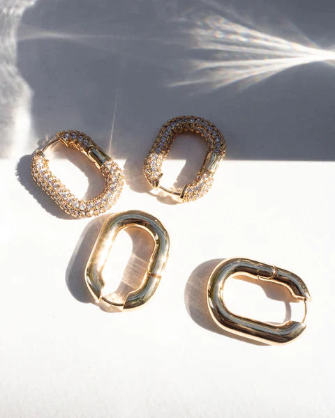 Luv Aj - XL Pave Chain Link Hoops in Gold